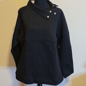 LANREMON exclusive brand, black sweater with silver side buttons on collar